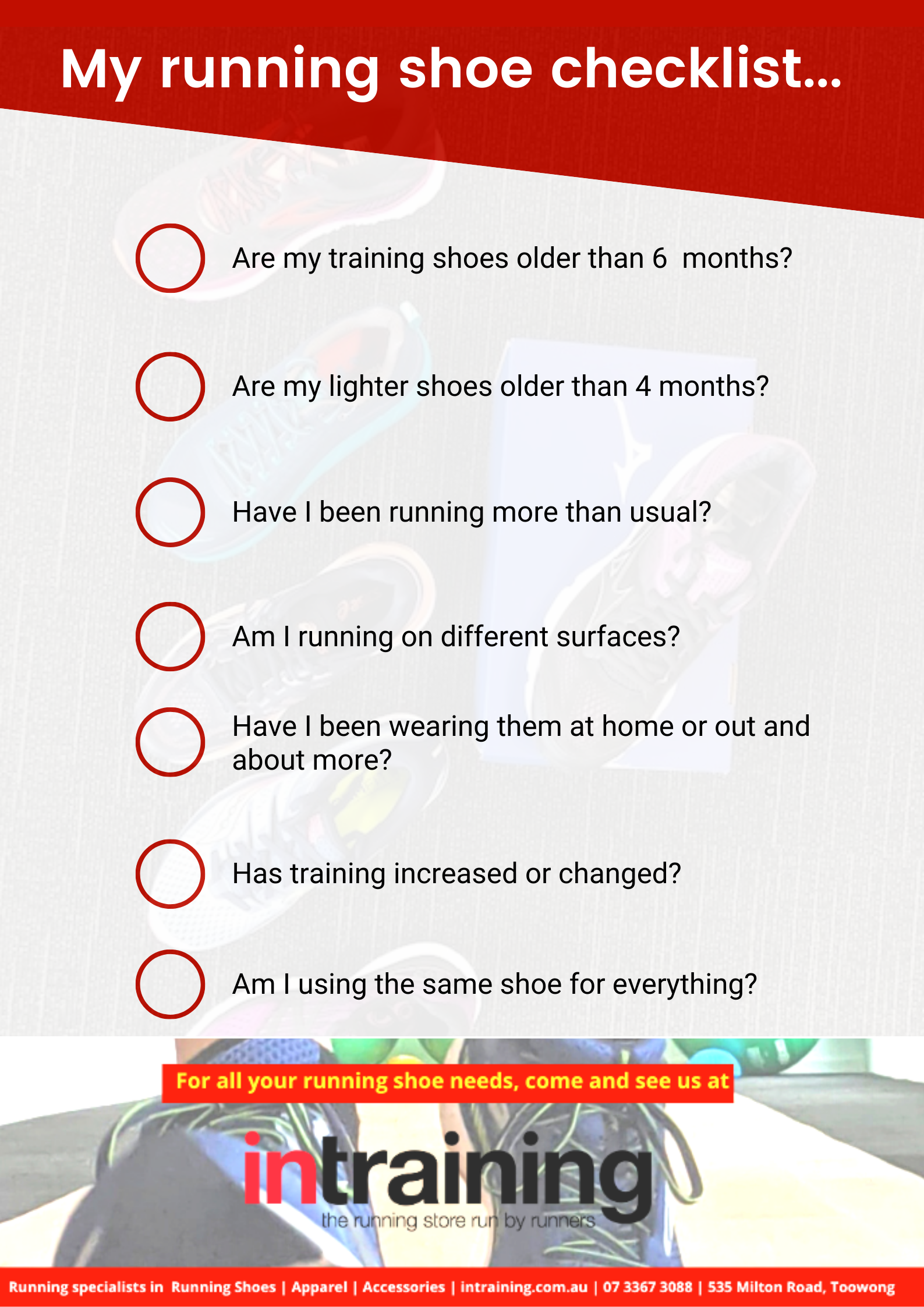 My running shoe checklist...